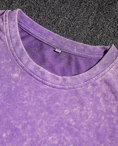 Women Terry Cotton Sweatpants Purple Solid Color Casual Loose Fit Full Length With Pocket And Drawstring Waistband - Product Image 3