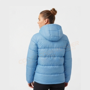 Women's Winter Warm Bubble Puffer <b>Jacket</b> Breathable Nylon Coats with Shiny Light Zipper Closure Printed <b>Pattern</b> Hooded <b>Jackets</b> - Product Image 4