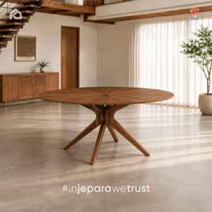 Table à manger ovale sur mesure en bois massif, grande table à piétement en bois pour hôtel, villa, restaurant, café, projet de mobilier - Product Image 1