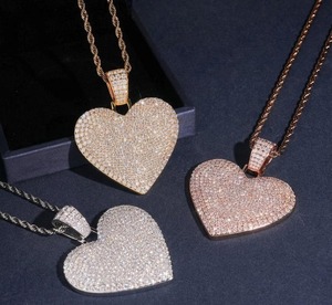 New Arrivals Trendy Heart Hip Hop Style 925 Sterling <b>Silver</b> Iced VVS Moissanite Hip Hop Brilliant Cut <b>Charm</b> Pendant - Product Image 5