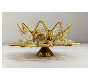 Lampe à huile en cristal Akhand Diya en laiton, cadeau traditionnel pour les fêtes, décoration de la maison, mariage, petit modèle moderne, emballage personnalisé - Product Image 4