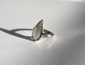 Natural Black Rutile <b>Quartz</b> Teardrop Pear-Cut Statement 925 Silver <b>Ring</b> Minimalist Statement Jewelry For Daily Wear - Product Image 2