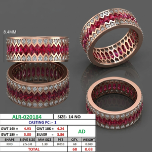 Rizta Jewel 14kt Rose Gold Lab Grown Diamond & Diamond Women's Luxury Finger <b>Ring</b> - Product Image 5