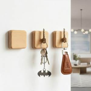 Natural Pine Wood <b>Key</b> Holder Wall Mounted Organizer with 5 Hooks for Entryway Kitchen Bedroom Office <b>Key</b> Storage - Product Image 1