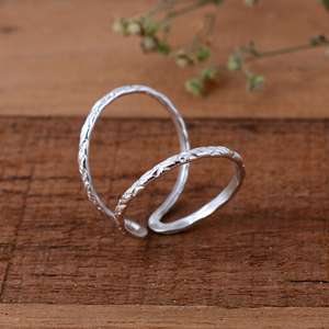 SHYAM JEWELRS Vintage Teardrop Etched 925 Silver Luxury Unisex Wrap <b>Ring</b> <b>Adjustable</b> Double Band Finger Splint - Product Image 2