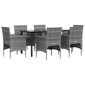 Juego de Comedor de Jardín de 7 Piezas en Poliratán Gris, Duradero y Elegante - Product Image 3