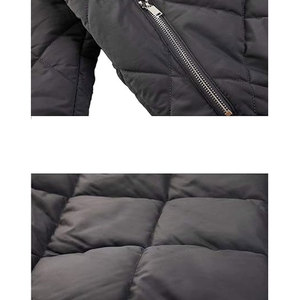 Chaqueta Bomber Acolchada Negra para Hombre, Cuello Mao, Cierre de Cremallera, Cortavientos, Informal, de Invierno, con Relleno de Poliéster, Corte Regular - Product Image 6