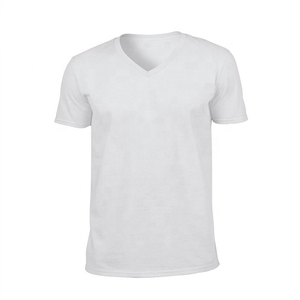 T-shirts pour hommes à col en V, en coton 100% tricoté, unis, personnalisables avec logo, doux, décontractés, respirants, à séchage rapide, manches courtes, en gros - Product Image 1