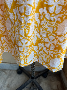 เดรสยาวโบฮีเมียนลายดอกไม้ผ้าฝ้ายสีเหลืองพิมพ์ลายด้วยมือ คอเหลี่ยม แขนยาว สำหรับผู้หญิง ขายดีประจำปี 2026 - Product Image 3