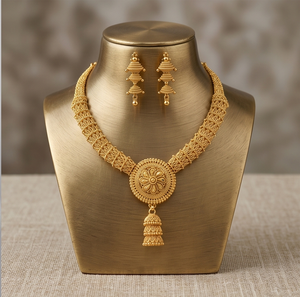Collar Corto Divyoro de Aleación de Cobre Chapado en Oro con Colgante de Borla y Patrón Floral, Longitud Ajustable, Estilo Clásico para Mujer - Product Image 2