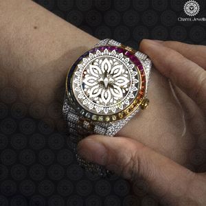 Charm_Jewells Luxury Stainless Steel <b>Watch</b> Analog Dial Sapphire Crystal <b>Diamond</b> Bezel Round Case 40mm Women's Fashion - Product Image 3