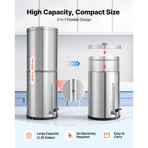 Système de filtration d'eau par gravité en acier inoxydable 304 pour comptoir, 3,25G, réduit le plomb jusqu'à 99% - Product Image 6