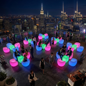 Commercial LED Glow Lounge Furniture Set Illuminated Event Chairs and <strong>Light</strong> up Cube <strong>Table</strong> for Hookah Party Nightclub Rental - Product Image 4