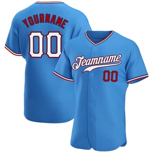 Venta al por Mayor de Uniformes Deportivos Personalizados, Jersey de Béisbol Blanco con Rayas Azules y Rojas - Product Image 5