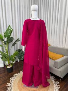 Conjunto de Salwar Kameez Indio-Pakistaní, Vestido de Seda con Bordado Floral, Pantalón y Dupatta para Bodas y Fiestas, para Mujer - Product Image 5
