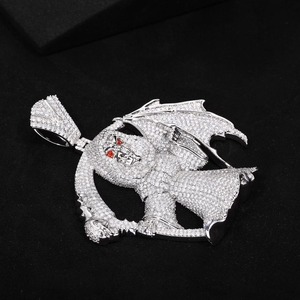 Colgante de Dragón Iced Out de Plata 925 con Moissanita de Corte Brillante Redondo, Estilo Hip Hop, Forma de Animal, para Uso Diario, Amuleto Religioso - Product Image 6