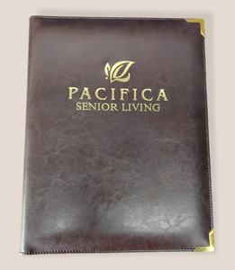 Couverture de livre de menu A4 en cuir PU personnalisé de haute qualité dossier à feuilles mobiles lié au bois pour hôtels et restaurants - Product Image 4