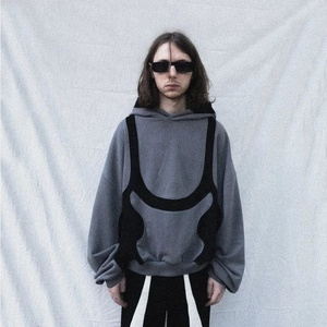 Vente en gros de sweats à capuche surdimensionnés délavés à l'acide pour hommes personnalisés brodés sans ficelle épaules tombantes Streetwear vêtements d'hiver teints en plaine - Product Image 5