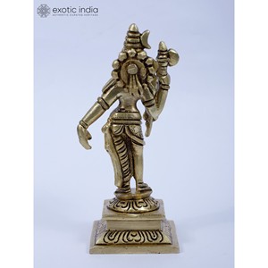 5 Inches Handmade Fine Small Brass Sculpture of Ardhanarishvara <b>Shiva</b>-Shakti for Home Decor and Temple Made In India - Product Image 4