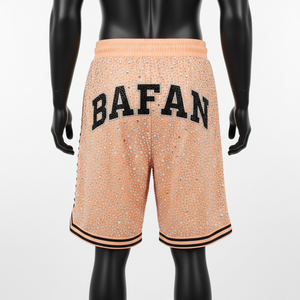 Shorts de basketball pour hommes en polyester respirant de haute qualité avec empiècements latéraux effet pêche et logo thermocollé – Idéal pour l'entraînement - Product Image 2