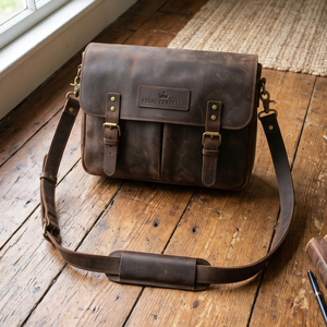 Bolso de Hombro de Cuero Genuino Vintage con Cierre de Hebilla y Correas Ajustables, Bolsos de Mensajero de Cuero para Uso en Todas las Estaciones - Product Image 3