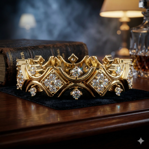 Anillo de Eternidad Geométrico en Oro Amarillo para Mujer, Joyería de Moda de Lujo con Cristales para Aniversario de Bodas, Regalo - Product Image 1