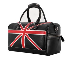 Sac de week-end en cuir véritable finition brillante personnalisée, motif drapeau britannique noir, marque privée, OEM, vente en gros, robuste et authentique - Product Image 3