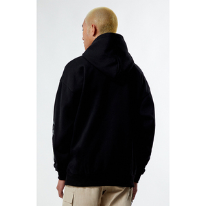 Sweat à capuche oversize pour homme, style streetwear, 100% coton, doublure polaire épaisse, écologique, broderie, impression numérique, rouge - Product Image 2