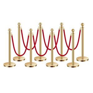 Set di 8 Pali Divisori in Acciaio Inox per Ristoranti e Hotel con 6 Corde in Velluto Rosso - Product Image 6