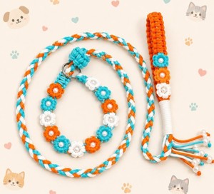 Premium Heavy Duty Eco-Friendly 100% Cotton <b>Dog</b> <b>Leash</b> with Bowknot Decoration Animal Pattern Modern Style - Product Image 1