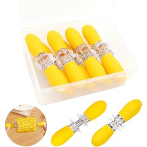 PEOUWNES 8 Paia (16 Pezzi) di Supporti Gialli in Acciaio Inossidabile per Pannocchie di Mais, Spiedini per Grigliare Mais su Griglia, Porta Pannocchie per BBQ - Product Image 1