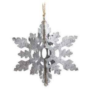 Adorno colgante de estrella de copo de nieve de níquel antiguo decoración de árbol de Navidad de hierro perforado - Product Image 1