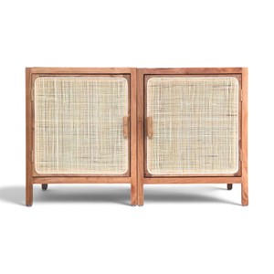 Teak Wood Rattan <b>Cabinet</b> Natural Cane Sideboard Nightstand <b>Small</b> Wood Storage Lockers Living Room Bedroom Home Furniture Factory - Product Image 3