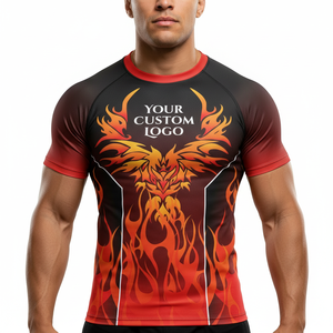 Rashguard OEM ODM Rash Guard Men Sublimation <b>Printed</b> Spandex Bjj Rash Guard Gym <b>Surfing</b> Diving Rashguard Compression Shirts MMA - Product Image 4
