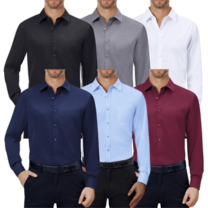 Chemise professionnelle pour homme avec coupe moderne, manches longues et aspect élégant pour les réunions et les conférences - Product Image 1