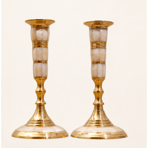 Custom Polished <b>Brass</b> Mother of Pearl Inlay Candle Stand Premium Quality Handcrafted Bone Inlay <b>Candlestick</b> <b>Holder</b> for Wholesale - Product Image 3