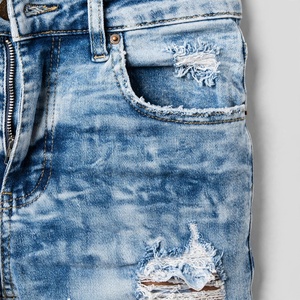 <b>Men's</b> Slim Fit <b>Ripped</b> Distressed <b>Grey</b> Denim <b>Jeans</b> High Waist Casual Streetwear Autumn Style Cotton Woven - Product Image 5