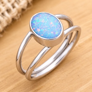 925 Sterling <b>Silver</b> Blue <b>Opal</b> Gemstone <b>Ring</b> Oval Cut Handmade Statement <b>Ring</b> October Birthstone - Product Image 1