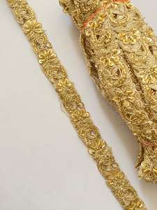 KUSHANG Hilo Metálico de Poliéster para Crochet, Ribete de Encaje Jalebi, Bordado, Color Personalizado, Patrón a Cuadros Vintage, Tela Suave - Product Image 3