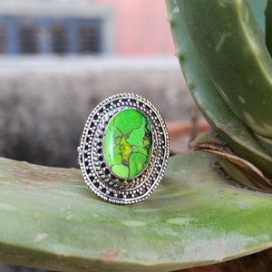 Vintage Style Green <b>Turquoise</b> Silver <b>Ring</b> 925 Sterling Silver Handmade Designer Jewelry - Product Image 2