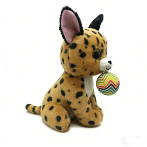 Peluche personnalisée en fourrure pelucheuse couleur tan chaud, recouverte de taches audacieuses de guépard/léopard, peluche douce et veloutée de chat sauvage tacheté avec yeux scintillants pour enfant - Product Image 2