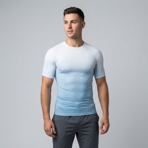 Custom Men Compression Half Sleeve Shirt Quick Dry Athletic Fitness Training Gym Sportswear Performance Top - Product Image 1