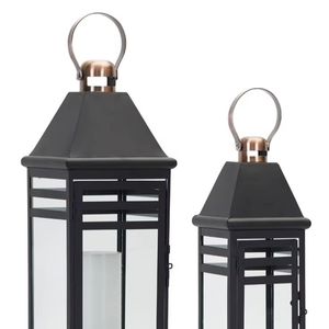 Customized Factory Bulk Selling Metal & Glass <b>Lantern</b> With <b>Black</b> Finish Candle <b>Lantern</b> for Hotels & Home Decor Handmade - Product Image 1