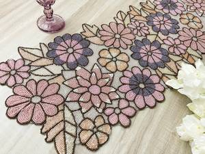 Handmade Oriental Fabric <b>Table</b> <b>Runner</b> Irregular Shape <b>Teal</b> Floral Design Luxury Style Ali Fashion Art AFA01 Mats Pads 5mm Thick - Product Image 1