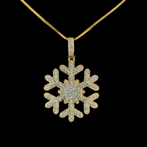 Collier pendentif flocon de neige en moissanite de luxe, plaqué rhodium, argent 925, style hip-hop, bijoux fins, cadeau de fête - Product Image 1