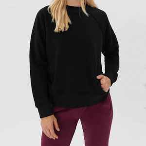 Sudadera Negra de Cuello Redondo para Mujer, Corte Regular, Tejido de Algodón/Fibra de Bambú, Transpirable, con Bordado de Cristal, para Otoño - Product Image 6
