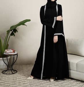Best Selling Beautiful Dubai Women Abaya Traditional Islamic Muslim Clothing & <b>Accessories</b> <b>Floor</b> Length Long Sleeves Front Open - Product Image 1