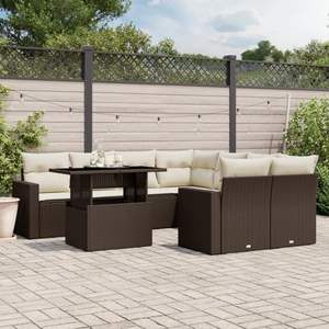 Brown <b>Rattan</b> Garden <b>Sofa</b> Set 6 Seater Weather Resistant Outdoor Furniture Contemporary Design - Product Image 1