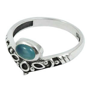 Belle bague en calcédoine, en argent sterling 925, bijoux bohèmes faits à la main, pierre ovale, bague unisexe, idéale pour un cadeau - Product Image 1