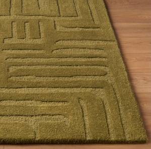 Tapis géométrique rectangulaire de haute qualité vert olive, tufté à la main en laine et acrylique, pour salon, avec envers antidérapant en latex - Product Image 3